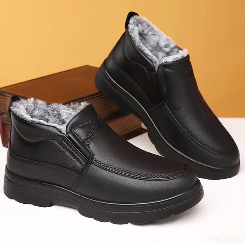 Fashion Winter Men's Ankle Boots Plush Warm Anti Slip Waterproof Cotton Shoes Comfortable Lightweight Outdoor Men Shoes