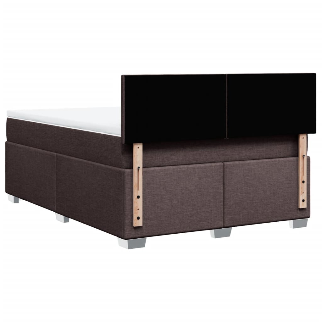 Box Spring Bed with Mattress Dark Brown 160x200 Cm Fabric