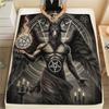 1PC Satan Symbol Print Flannel Blanket, High Quality All Seasons, Home Decor, Warmth and Comfort, Perfect for Christmas Gifts