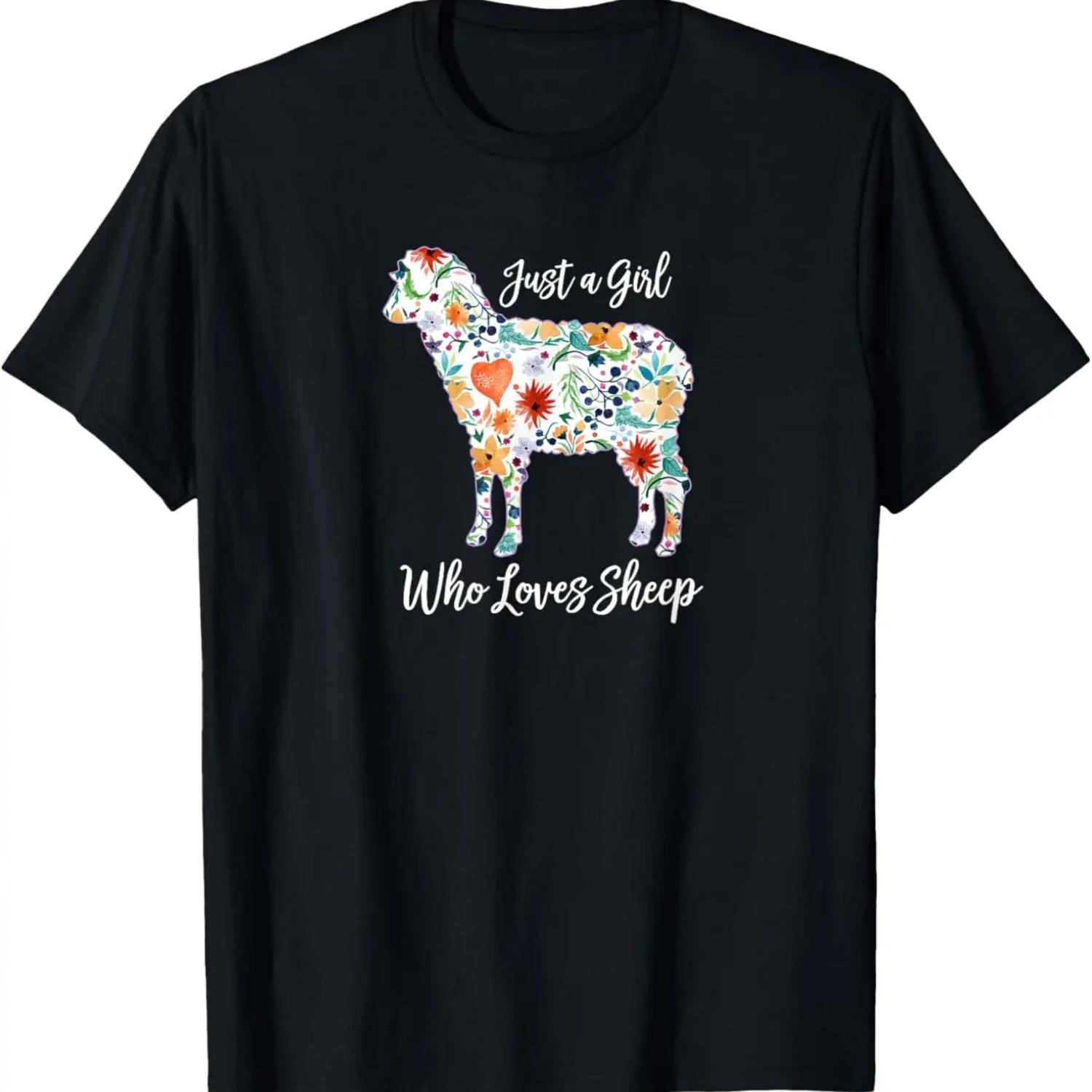 JUST A GIRL WHO LOVES SHEEP cute funny design for women T-Shirt S чёрный