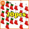 Xiaomi 12 Stück Rote Filz Weihnachtsstrümpfe Festlicher Hängestrumpf für Kamin Vliesstoff Weihnachtsdeko Mit goldenem Besatz Geschenkidee