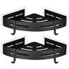 Metal Corner Shower Shelf Without Drilling - 2 Hooks, 2 Pieces, Black, Load 10 Kg