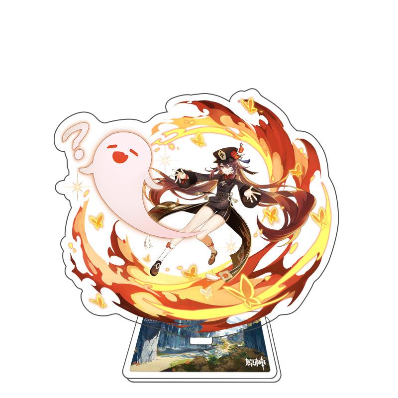 Game Genshin Impact Figure Stand Model Toy 15cm Keqing Shen He Arataki Itto Acrylic Action Plate Desk Decoration Gift