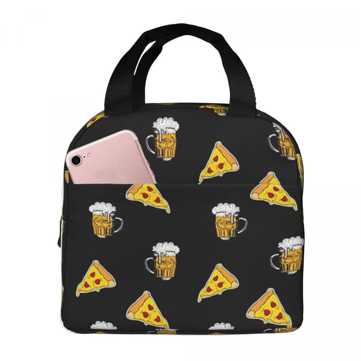Pizza,food,drink,beer Pattern Insulated Lunch Bag for Women Office Cooler Thermal Food Box Tote Leakproof Lunch Boxes Container One Size