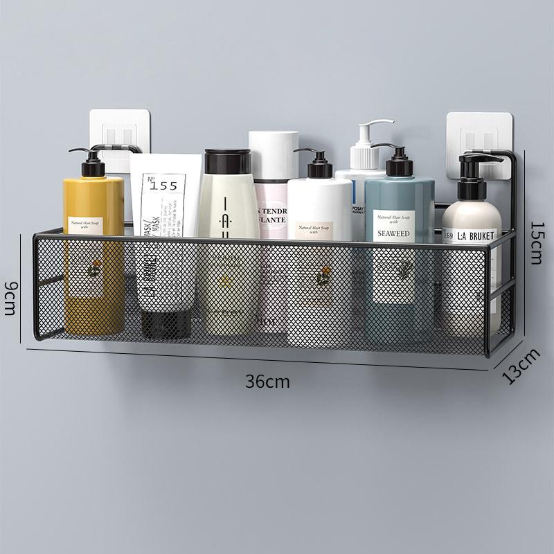 Wall-mount Bathroom Shelf Shower Shampoo Rack Toilet Accessories Kitchen Free Punch Condiment Storage Basket Bathroom Organizer