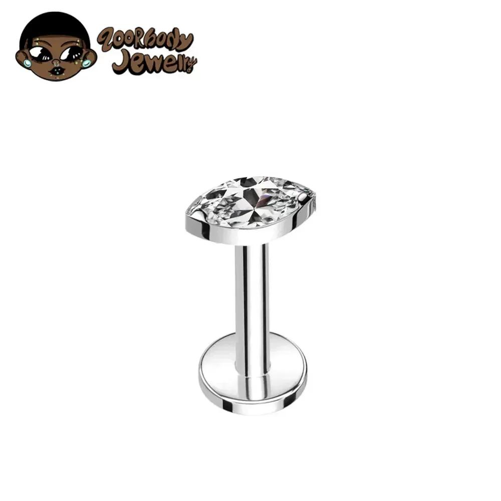 ASTM F136 Titan Labret Lippenpiercing 16G 18G Nasenring Tragus Marquise CZ Helix Knorpel Conch Ohrring Piercing Schmuck