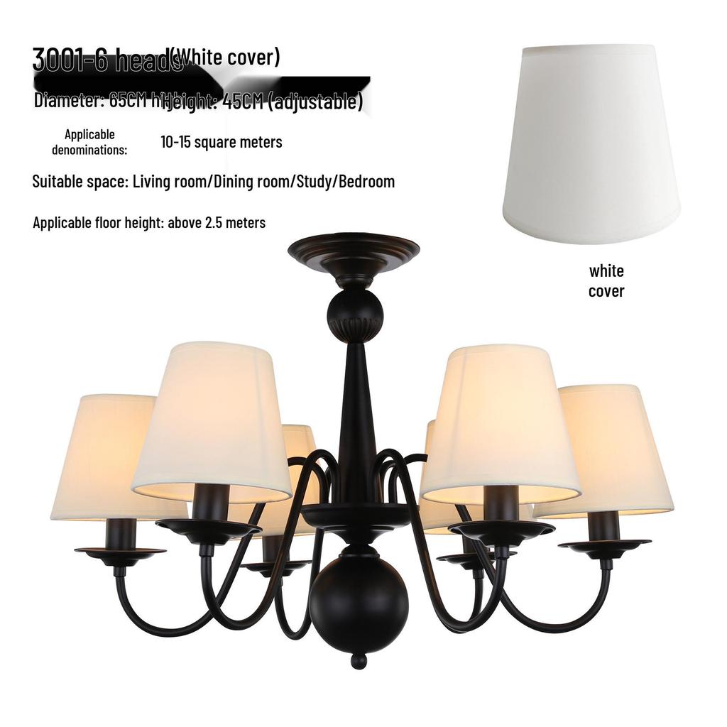 Black Retro Wrought Iron Chandelier for Living, Dining, or Bedroom