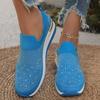 Damen Keilabsatz Plateau-Sneaker Herbstmode Strass Lässig Gestrickt Zum Hineinschlüpfen Laufschuhe Damen Rutschfeste Dicke Sohle Sneaker