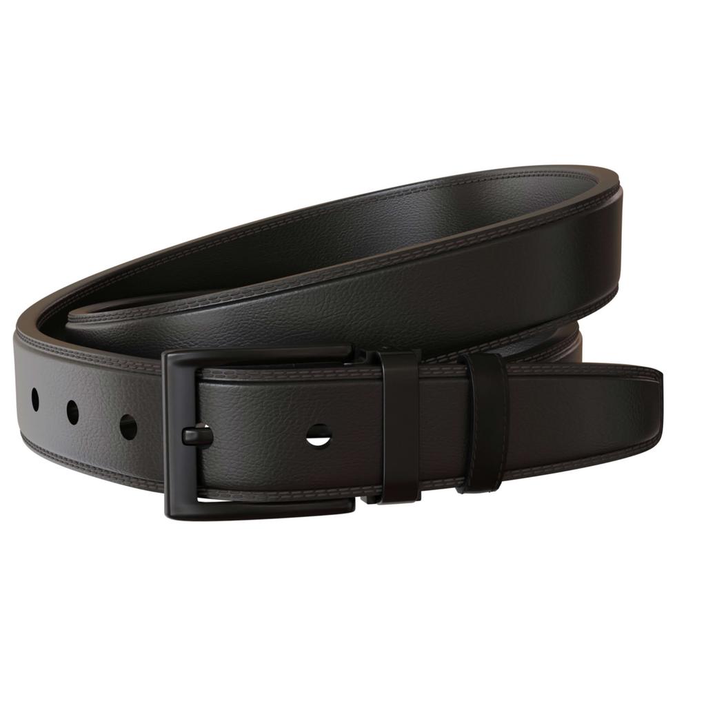 Men's Leather Belt 4 Cm with Anthracite-Colored Buckle