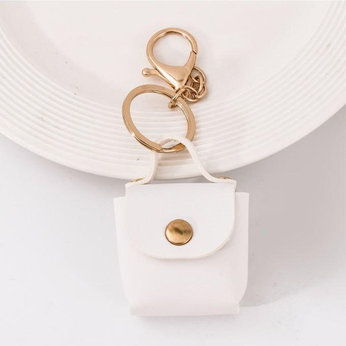 Amazon Change Bag Mini Small Storage Bag PU Leather Solid Color Square Bag Keychain Accessories Car Pendant