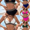 2024 European and American Women's Solid Color Sexy Bikini Swimsuit