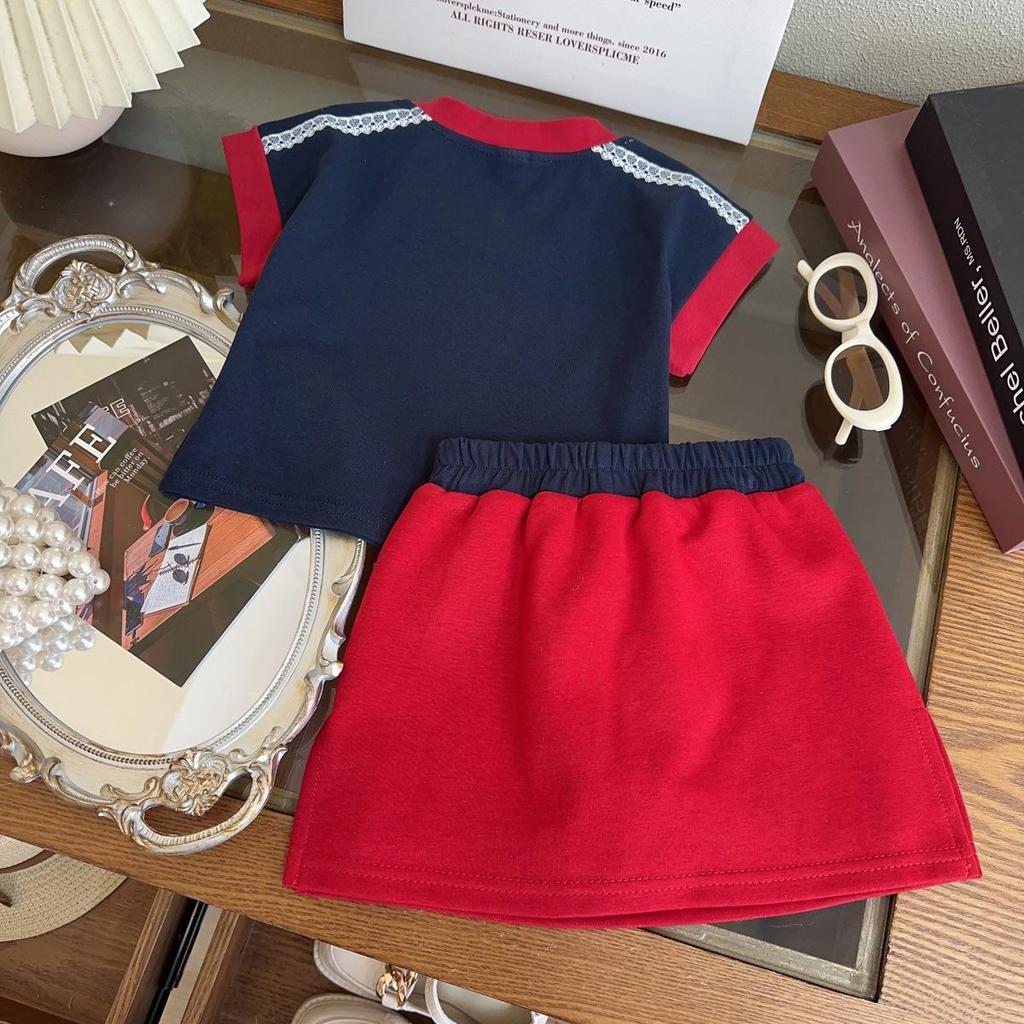 Sommer-Set im koreanischen Stil: Baby Mädchen Kurzarm T-Shirt & Halbrock