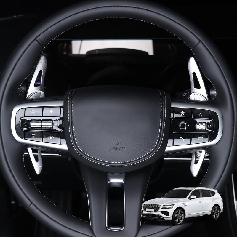 2PCS Sliver Steering Wheel Paddle Shifter Extension Trim Cover For Genesis GV80 2025 2026 Tuning Supplies Accessories