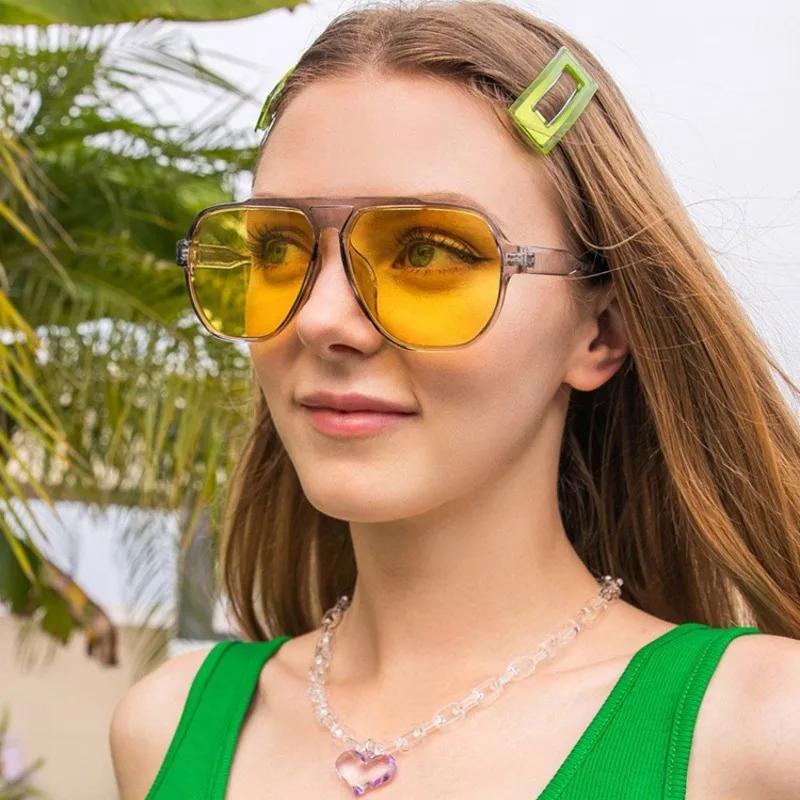 

Designer Sunglasses Single Beam Sunglasses Large Frame Versatile Toad Glasses жёлтый