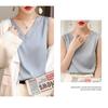 Camisole en soie glacée à col en V et épaules larges pour femme