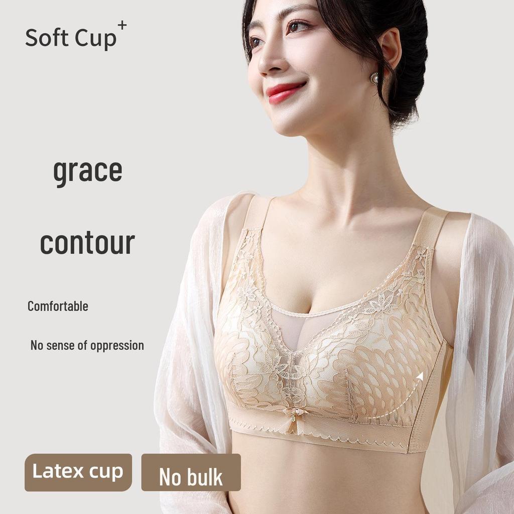 Verstellbarer Bügelloser Push-Up Spitzen-Minimizer Bandeau-BH mit Anti-Hänge Seitenstütze
