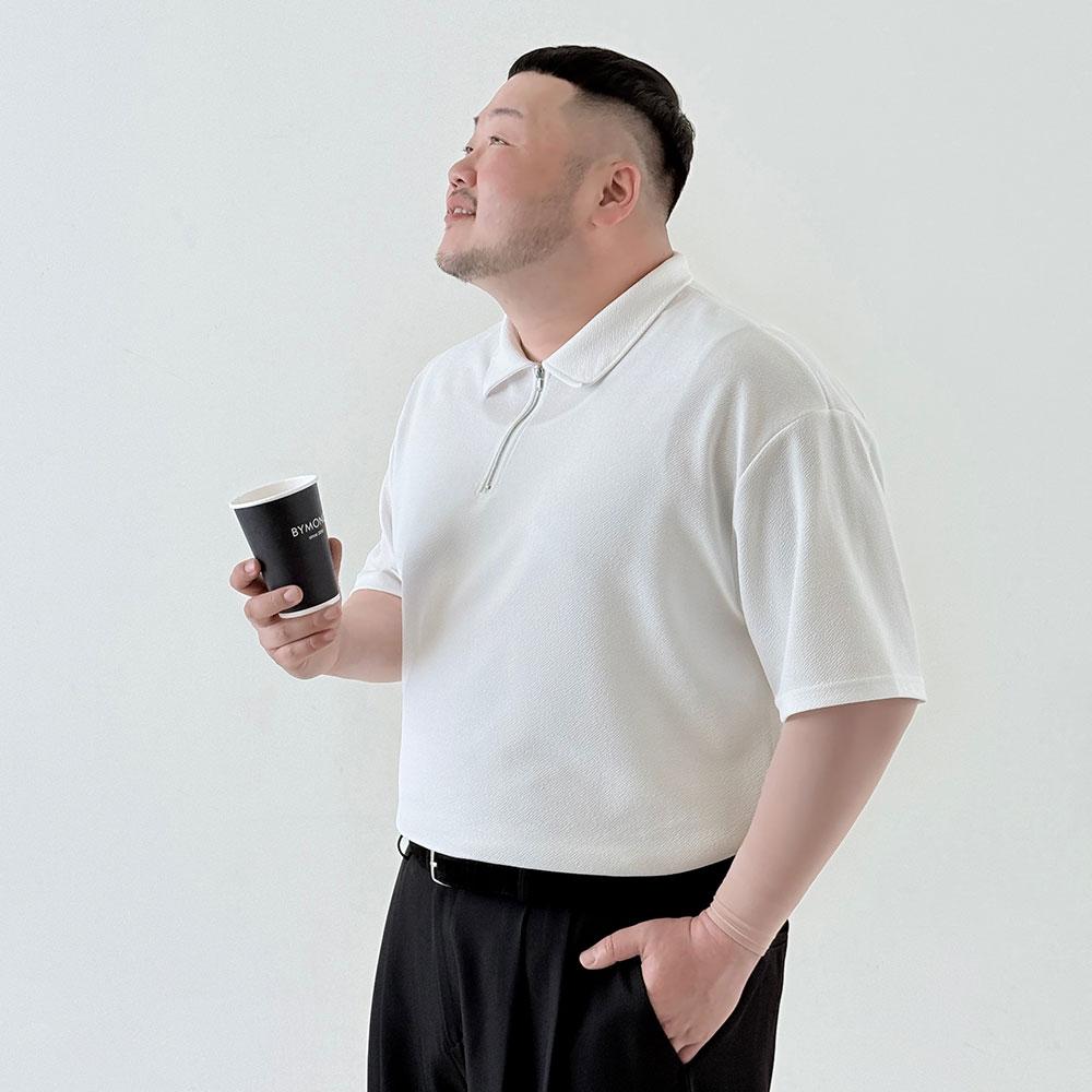 BYMONO [Big Sizes Xl-6Xl] Mono Cool Zipper Collar Short Sleeve Tee