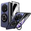 KEYSION 360° Rotating Magnetic Ring Stand Phone Case for MagSafe for OPPO Find N5 Hinge Phone Cover with Glass Screen Protector