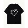 White T-Shirt With Heart Pattern And Text For Casual Wear