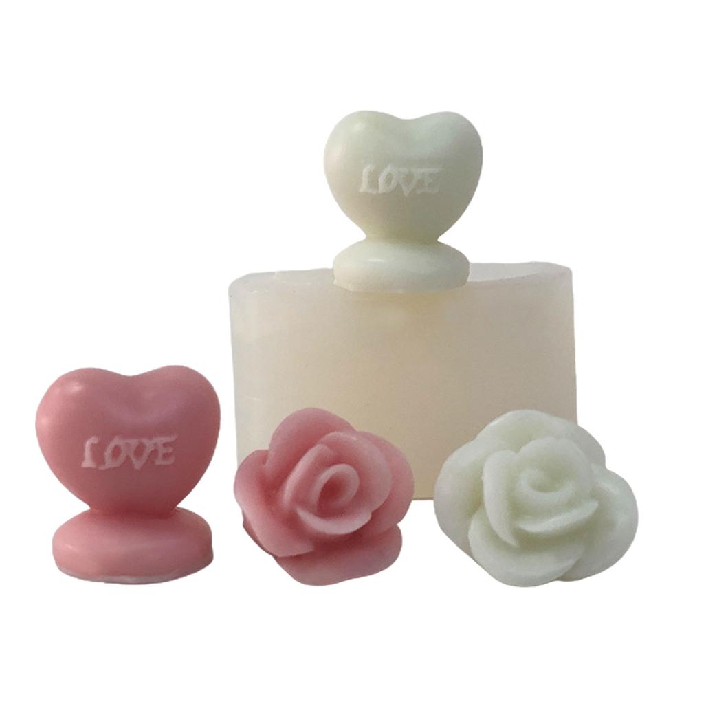 Heart Shaped Candle Mold Rose Candle Silicone Mold for DIY Candle Soap Plaster Ornament Cake Fondant Decoration