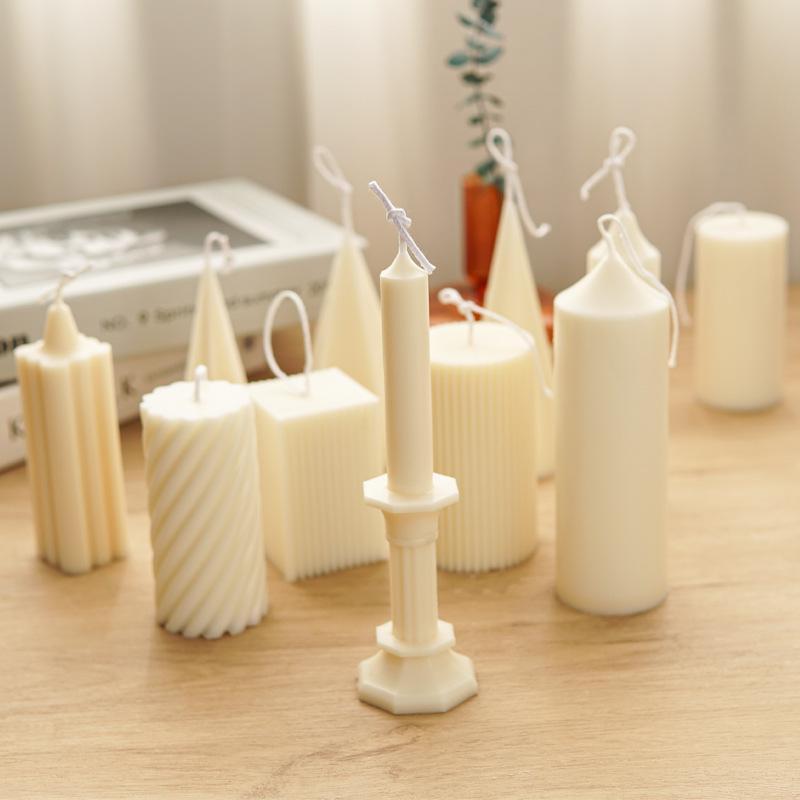 Candle Plastics PC Mold Aromatherapy Candle Making Mold Temperature Range: -30°C To 200°C DIY Cylindrical Geometric Candle Mold