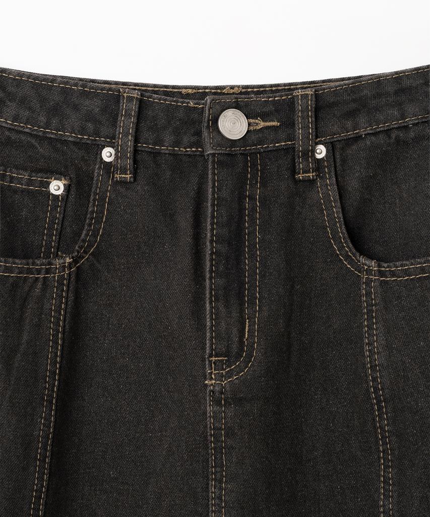 Milo Woman Vintage Denim Flare Skirt [Vintage Brown]