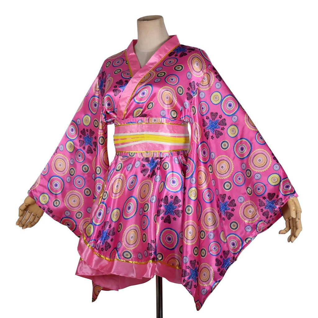 Kimono Costume Sakura Floral Geisha Yukata Long Robe Fancy Dress Asian Japanese Yukata Nightgown Obi Belt Outfit [HONGFU] Women's (M, S21-Light Pink)