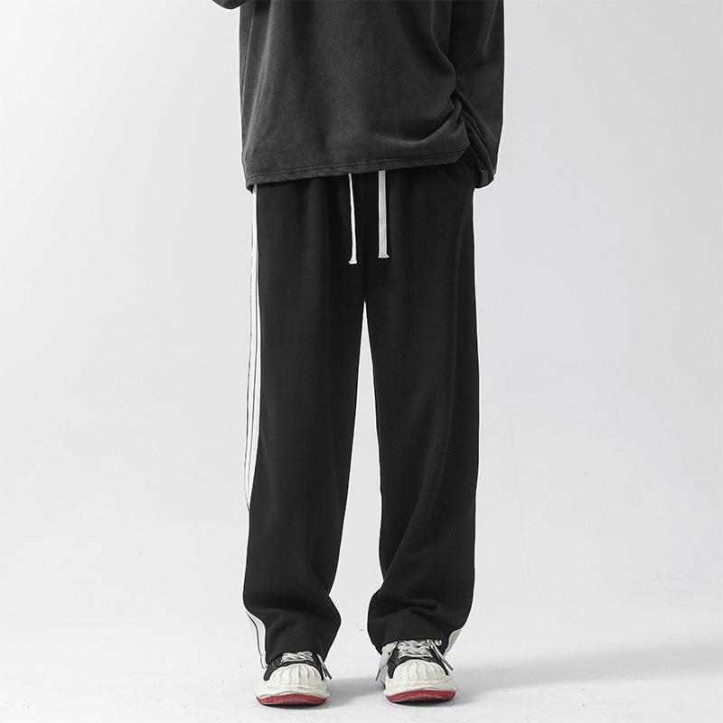 Herren Retro Webbing Straight-Leg Sweatpants - Trendiger Streetstyle, Lockere Passform, Weitbein Freizeithose für Studenten