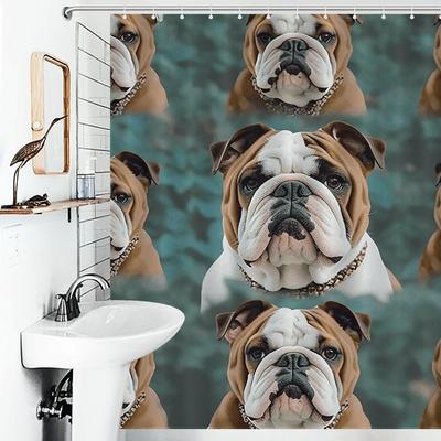 Funny English Bulldog Shower Curtain For Bathroom, Waterproof Shower Curtain With 12 Hooks, Modern Bath Curtains For Tub, Show
