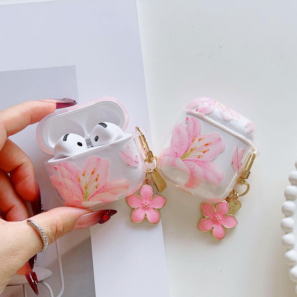 Pink Lily Earphone Case for Apple AirPods Pro 2 - 4th Gen Protective Bluetooth Earphone Cover