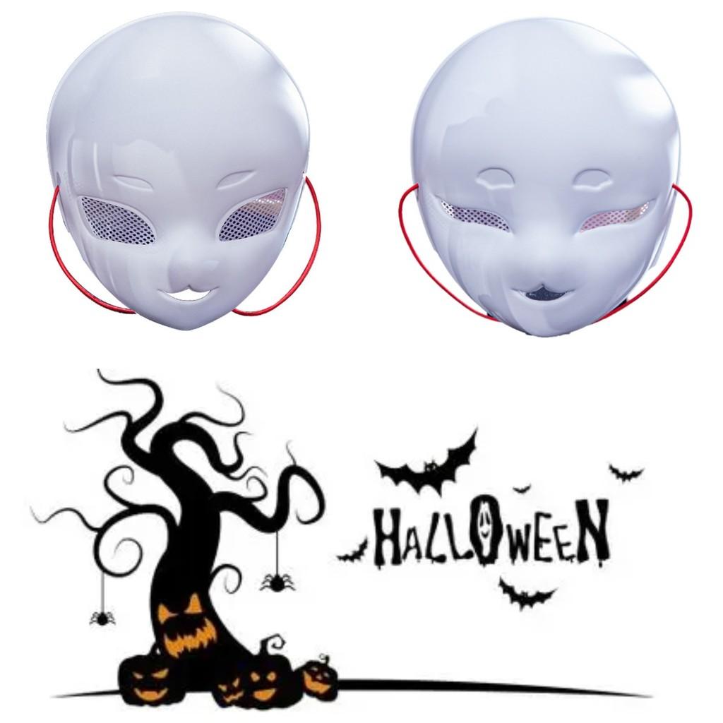 Adorable White Fox Face Mask For Kids Featuring Mesh Design And Handcrafted Detail