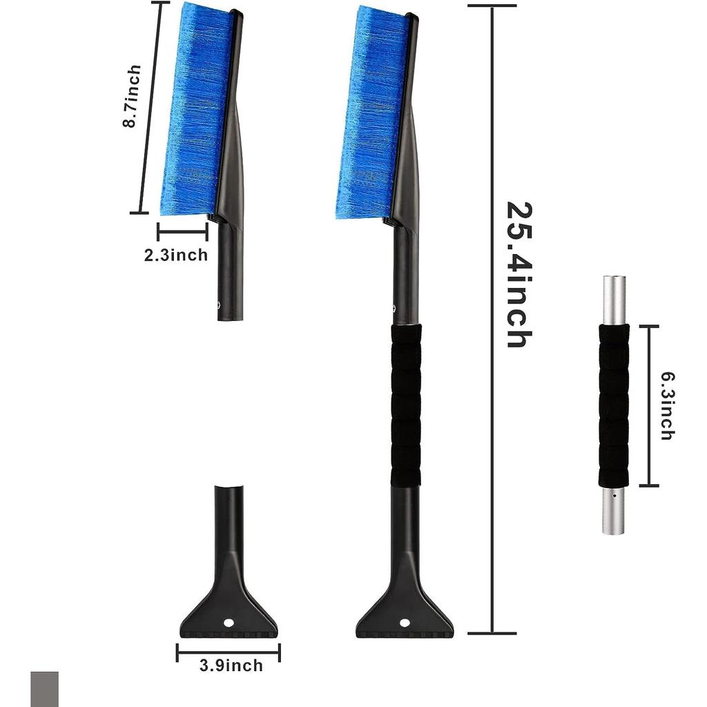 Car Ice Scraper Snow Brush, 2 In 1 Car Cleaning Brush, Snow Brush, Car Snow Brush, Retractable Winter Snow Brush with Non-Slip Foam Handle