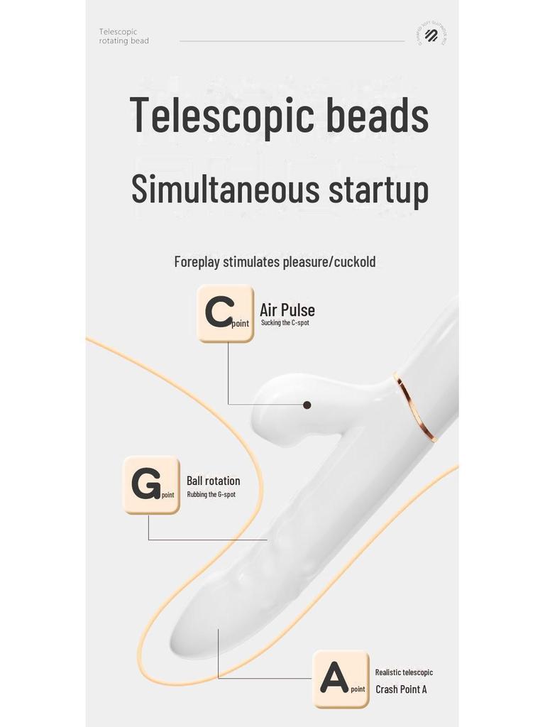 Mi Ji Yi Yue Telescopic Rotating Bead Vibrator - Female Massage & Vibration Device, 50 Pcs/box