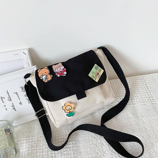 Женская милая прочная холщовая сумка через плечо в стиле ретро большой емкости чёрный — фото 8