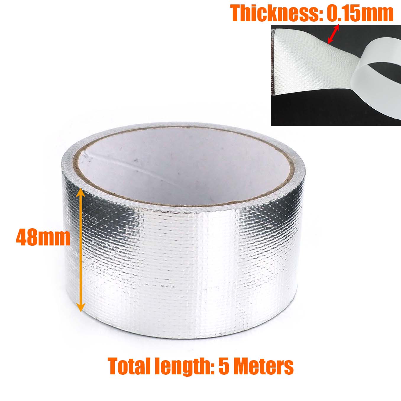 

Aluminium Foil Fiberglass Tape 48mmx5m Heat Insulation Air Duct Ducting Exhaust Pipe for Car VAN Camper Caravan