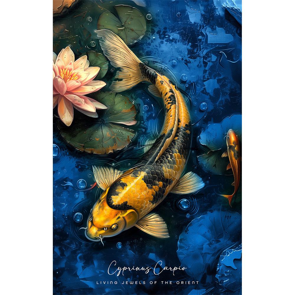 DIY Diamond Painting Retro Chinese Style Red Koi Lucky Carp Luxury Fish Calligraphy Embroidery Cross Stitch Kit Living Room Home Art Wall Decor