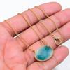 Green Botswana Druzy Gemstone 925 Sterling Silver Jewelry Necklace 20" GK-7640