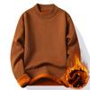 Men's Solid Color Plus Fleece Sweater Knitted Sweater Men's Casual Plus Fleece Bottoming Shirt