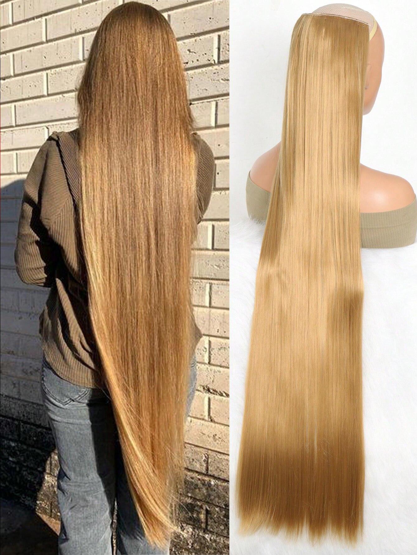 

Aosiwig Synthetic Super Long Straight 100cm 5 Clip In Hair Extension Natural Hair Black Blonde Fake False Hairpiece для жінок 24inches-60cm