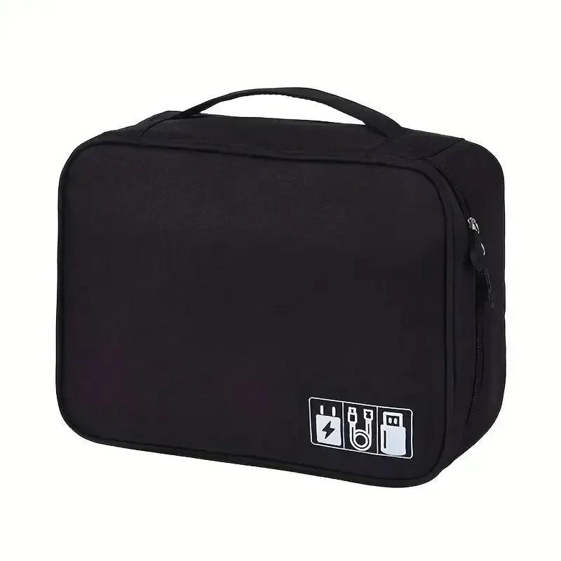 

New Travel Digital Data Line Storage Bag Large Capacity Anti-moisture Grid Multi-functional Headphone Charger Finishing чёрный