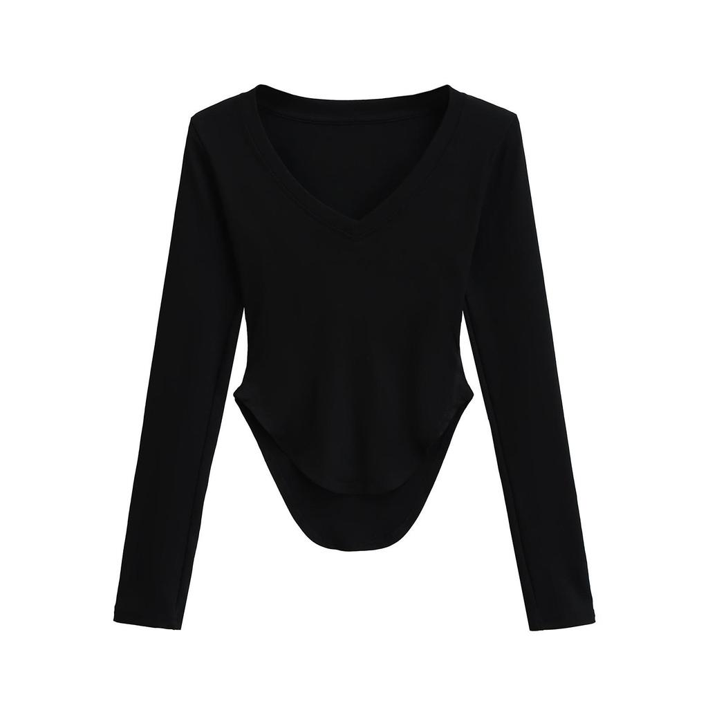 Spicy Girl Sweetheart Neck Slimming Long Sleeve Fitness Top for Women - Spring/Summer Collection