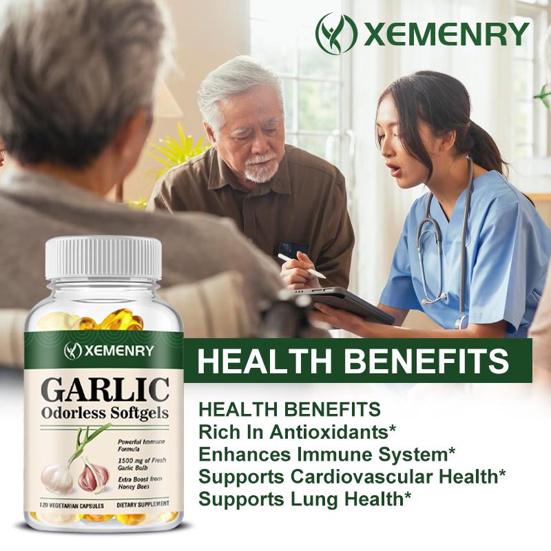 XEMENRY High-Absorption Garlic Capsules, Antioxidant, Immune System Boosting, Suitable for Adults