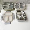 Stainless Steel Lunch Box Eco-Friendly Non-Toxic Divided Tray 25oz Capacity Metal Bento Box Snacks