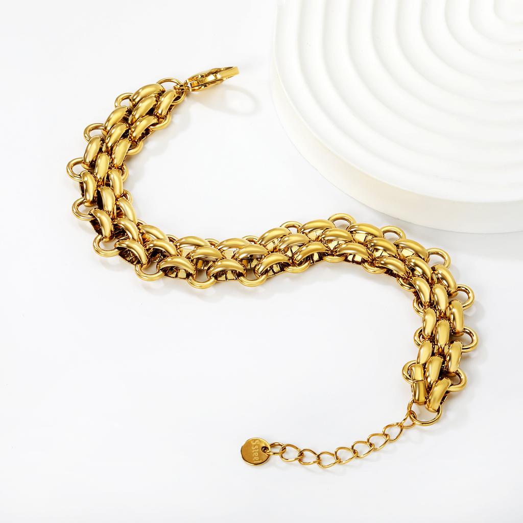 Minimalist Rough Bracelet Personality Trend Hip Hop Chain Metal Jewelry Stainless Steel Electroplated 18K Gold Bracelet Women