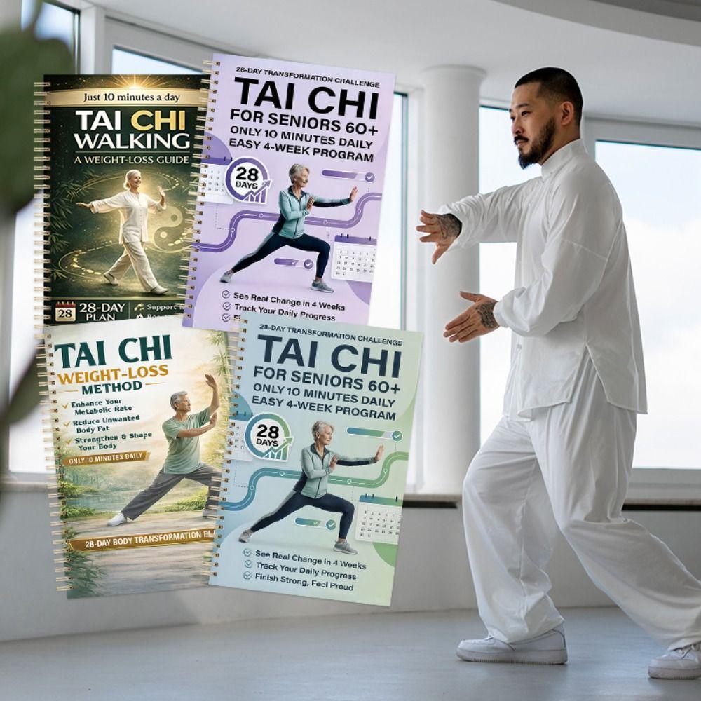 Afvallen Tai Chi Oefenboek Geïllustreerde Progressieve Planner Dagboek Senioren