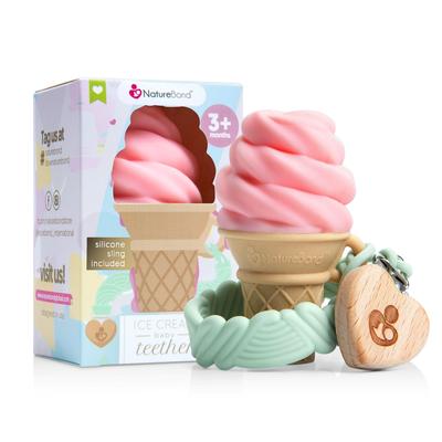 NatureBond Teething Toys Ice Cream Baby Teethers for Babies Months - 0-12 (Strawberry Pink)