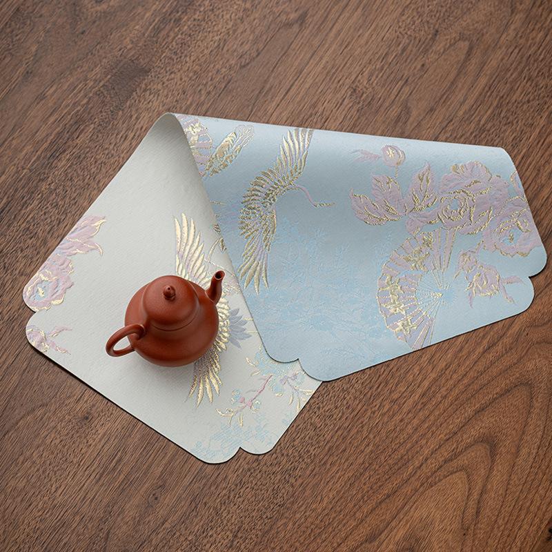 Chinese Style Waterproof Double-sided Dry Brocade Tea Mat Handmade Fabric Retro Teapot Table Mat Cup Mat Tea Table Cloth New