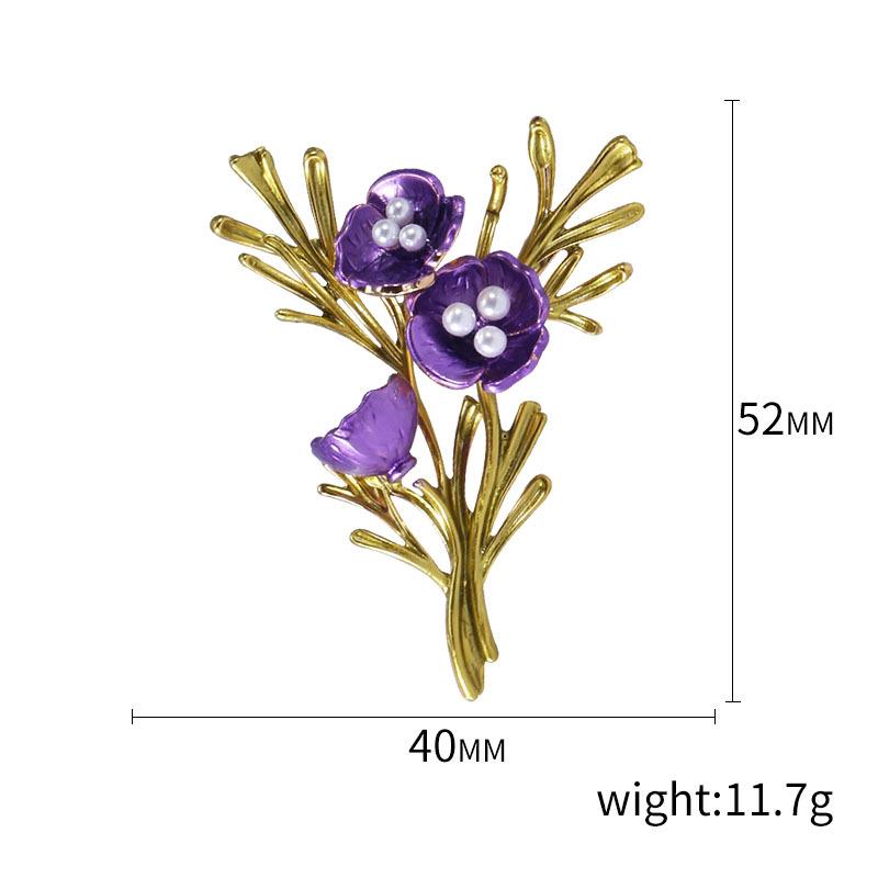 Retro Creative Hand-Painted Oil Poppy Brooch, Simple Women'S Fashion Anti-Light Fixed Pin
