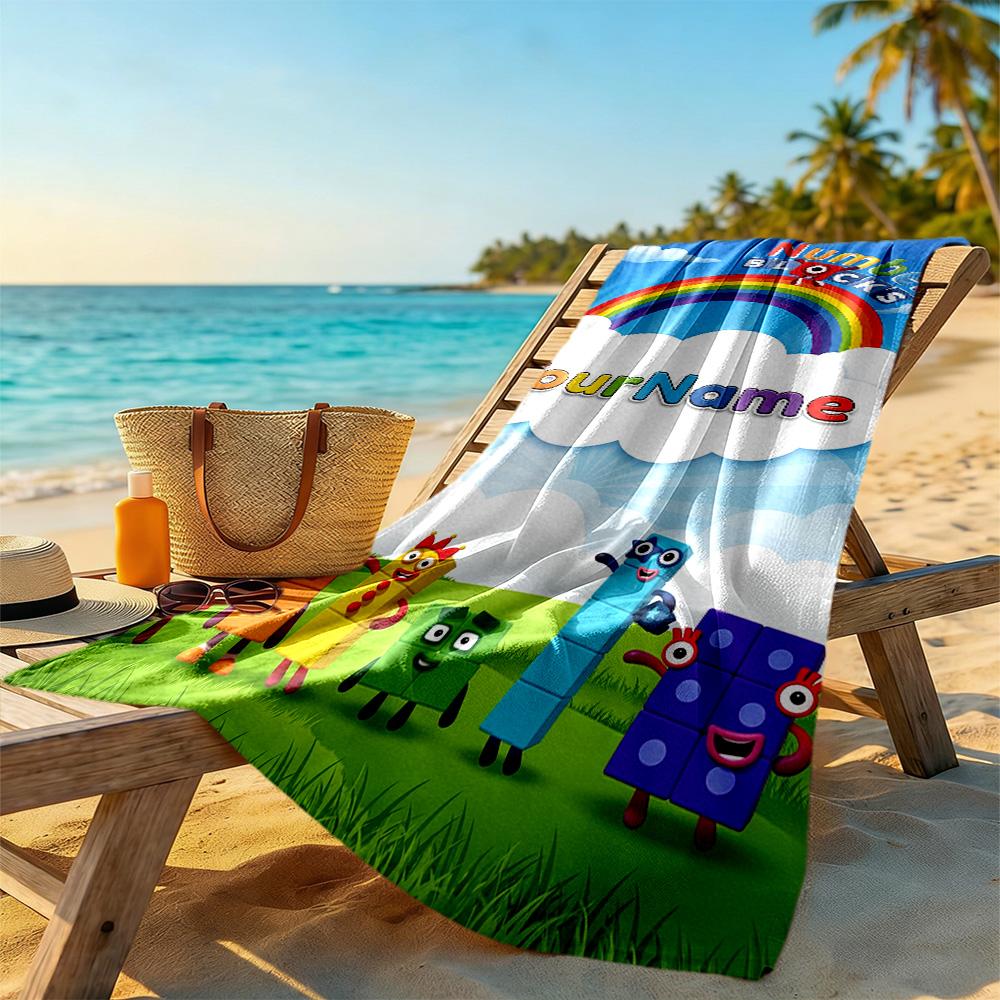 Numberblocks Customize Your Name Beach Towel High Absorbency & Quick-Dry Suitable for Swimming Gym Camping Yoga Vacation