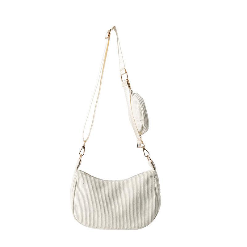 

Chic Corduroy Shoulder Bag With Vintage Vibe And Street Style Flair белый